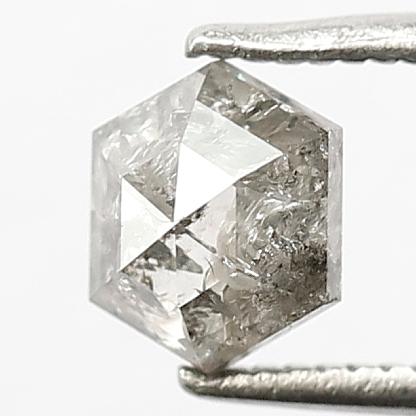 0.98 CT Hexagon Shape Grey Black Loose Salt and Pepper Diamond ideal for making Engagement Ring