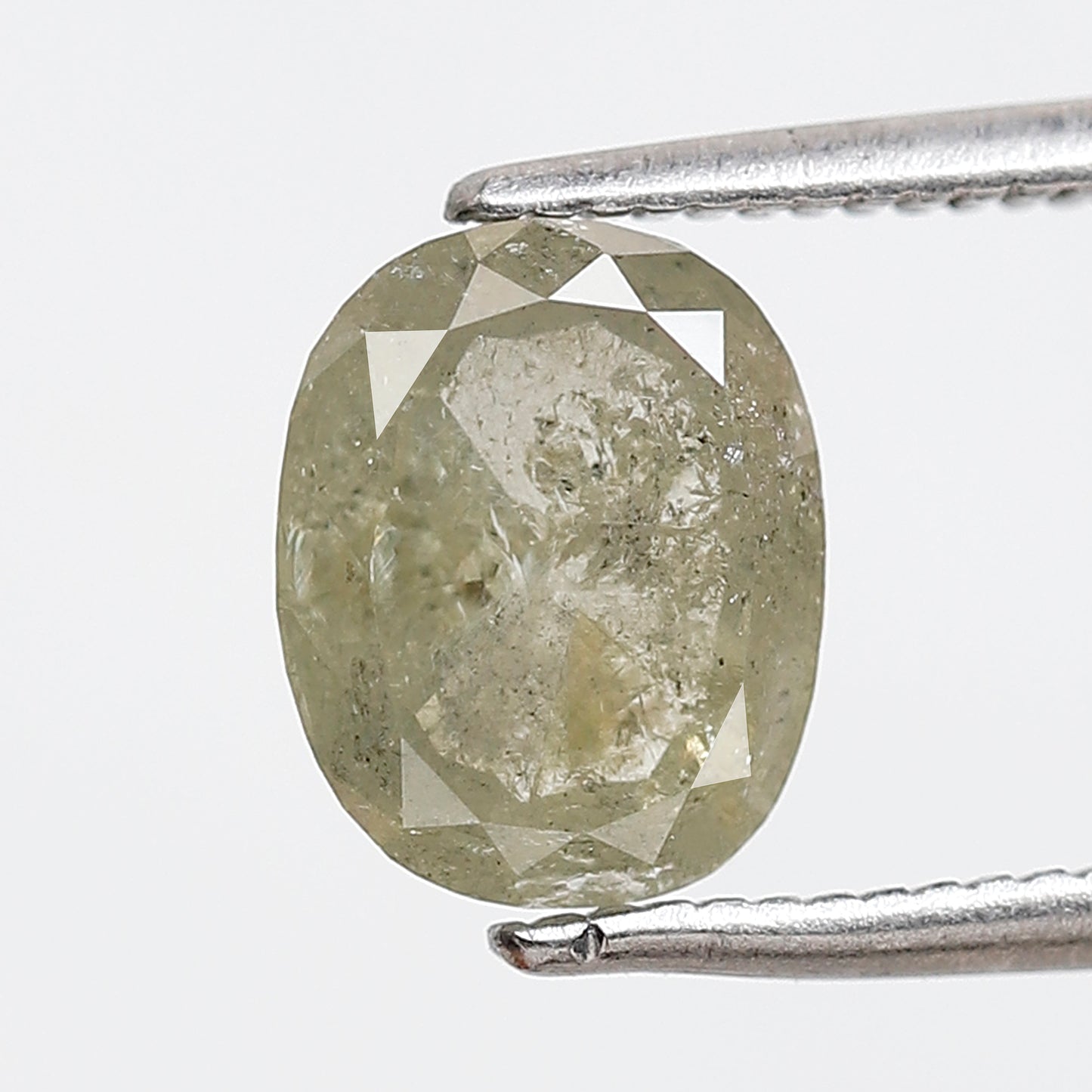 1.70 CT 8 MM Oval Shape Rustic Diamond Translucent Green Color Natural Loose Diamond For Anniversary Gift