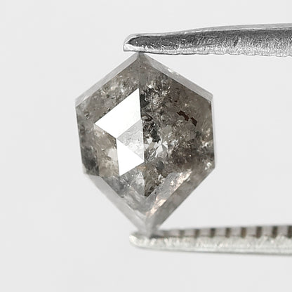 1.24 CT geometric Shape Salt and Pepper Diamond 7.90 MM black grey Color Loose Natural Diamond For Wedding Ring