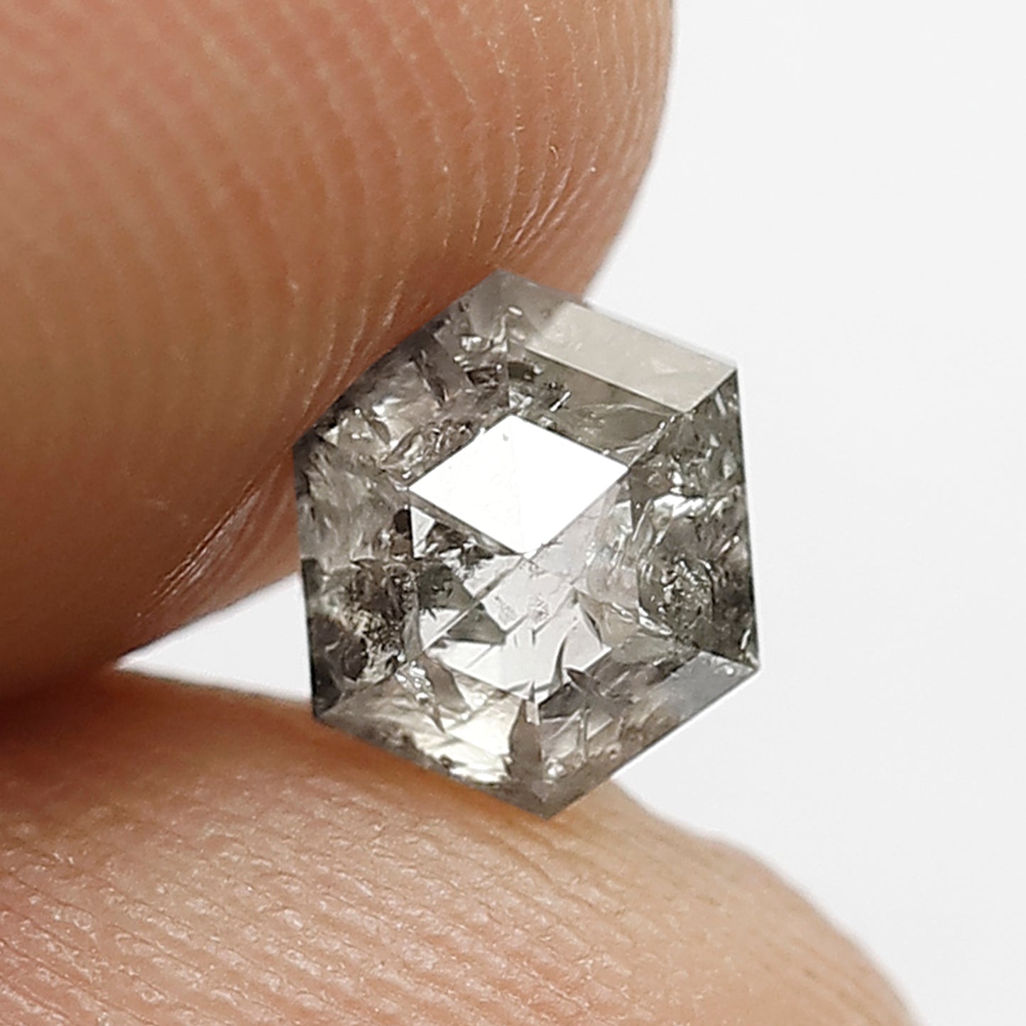 0.98 CT Hexagon Shape Grey Black Loose Salt and Pepper Diamond ideal for making Engagement Ring