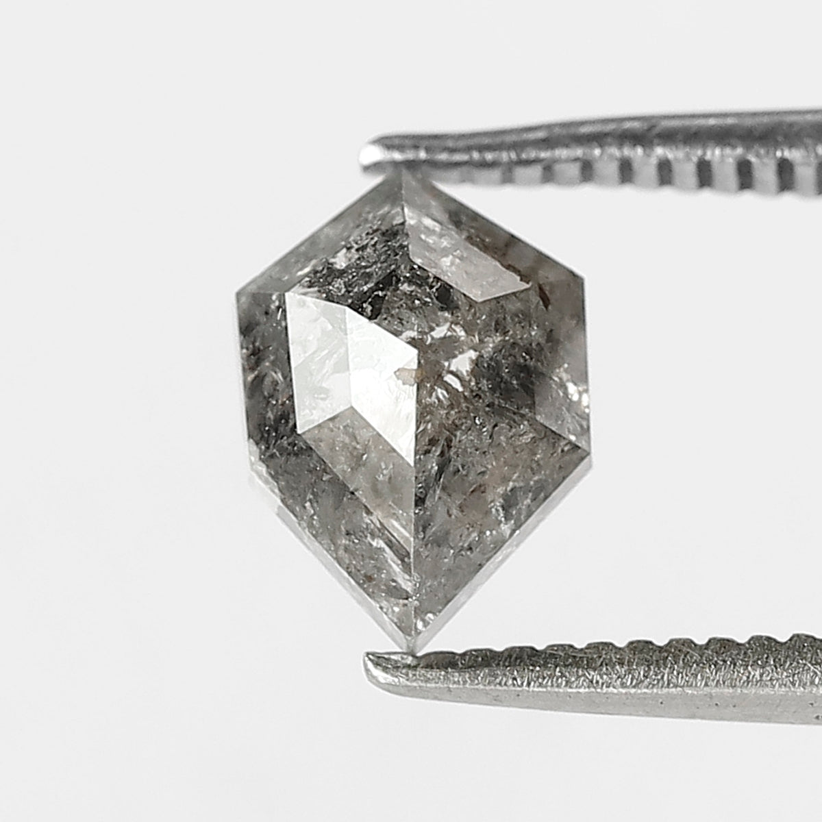 1.24 CT geometric Shape Salt and Pepper Diamond 7.90 MM black grey Color Loose Natural Diamond For Wedding Ring