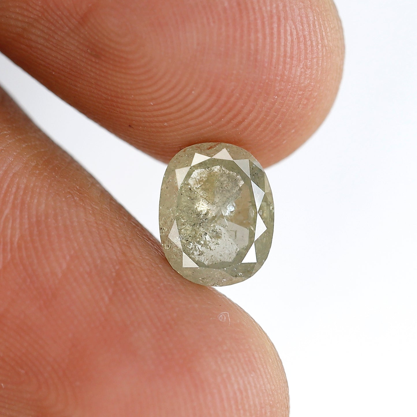 1.70 CT 8 MM Oval Shape Rustic Diamond Translucent Green Color Natural Loose Diamond For Anniversary Gift