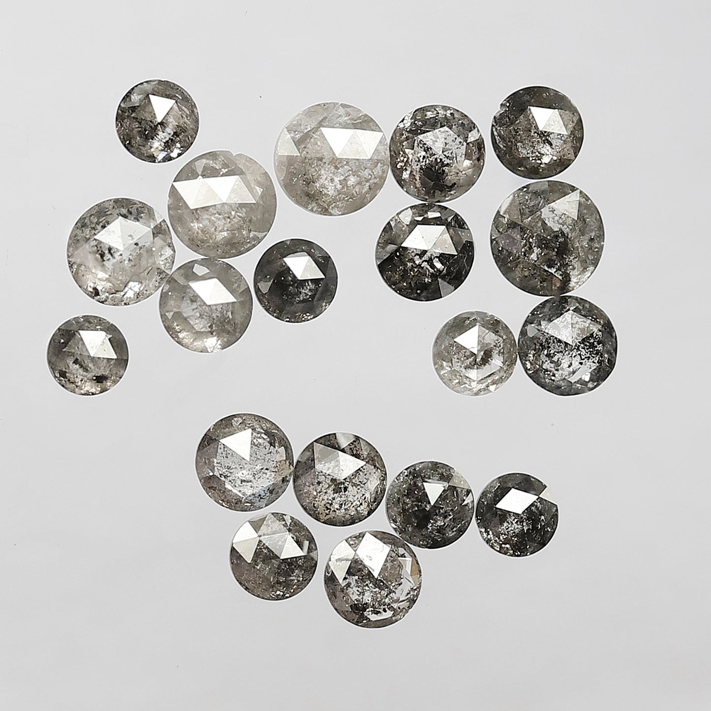 4.63 Ct Round Rose Cut Diamond Lot | 19 Pcs Natural Gray Black Salt & Pepper Loose Diamonds