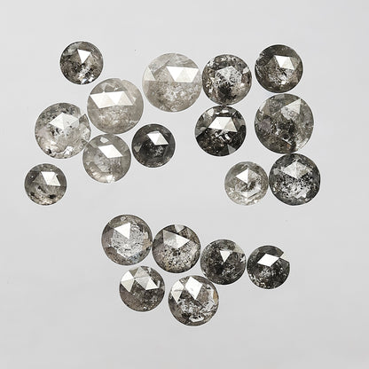 4.63 Ct Round Rose Cut Diamond Lot | 19 Pcs Natural Gray Black Salt & Pepper Loose Diamonds