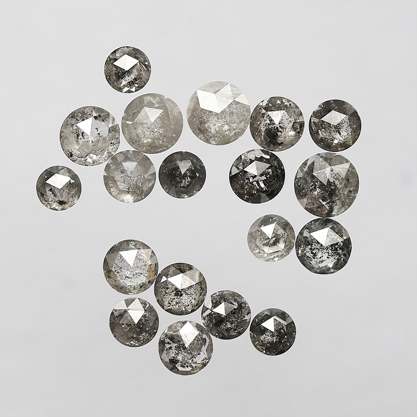 4.63 Ct Round Rose Cut Diamond Lot | 19 Pcs Natural Gray Black Salt & Pepper Loose Diamonds