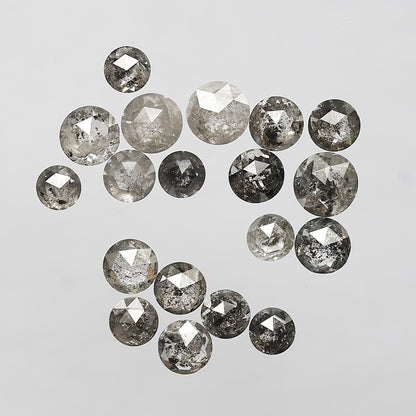 4.63 Ct Round Rose Cut Diamond Lot | 19 Pcs Natural Gray Black Salt & Pepper Loose Diamonds