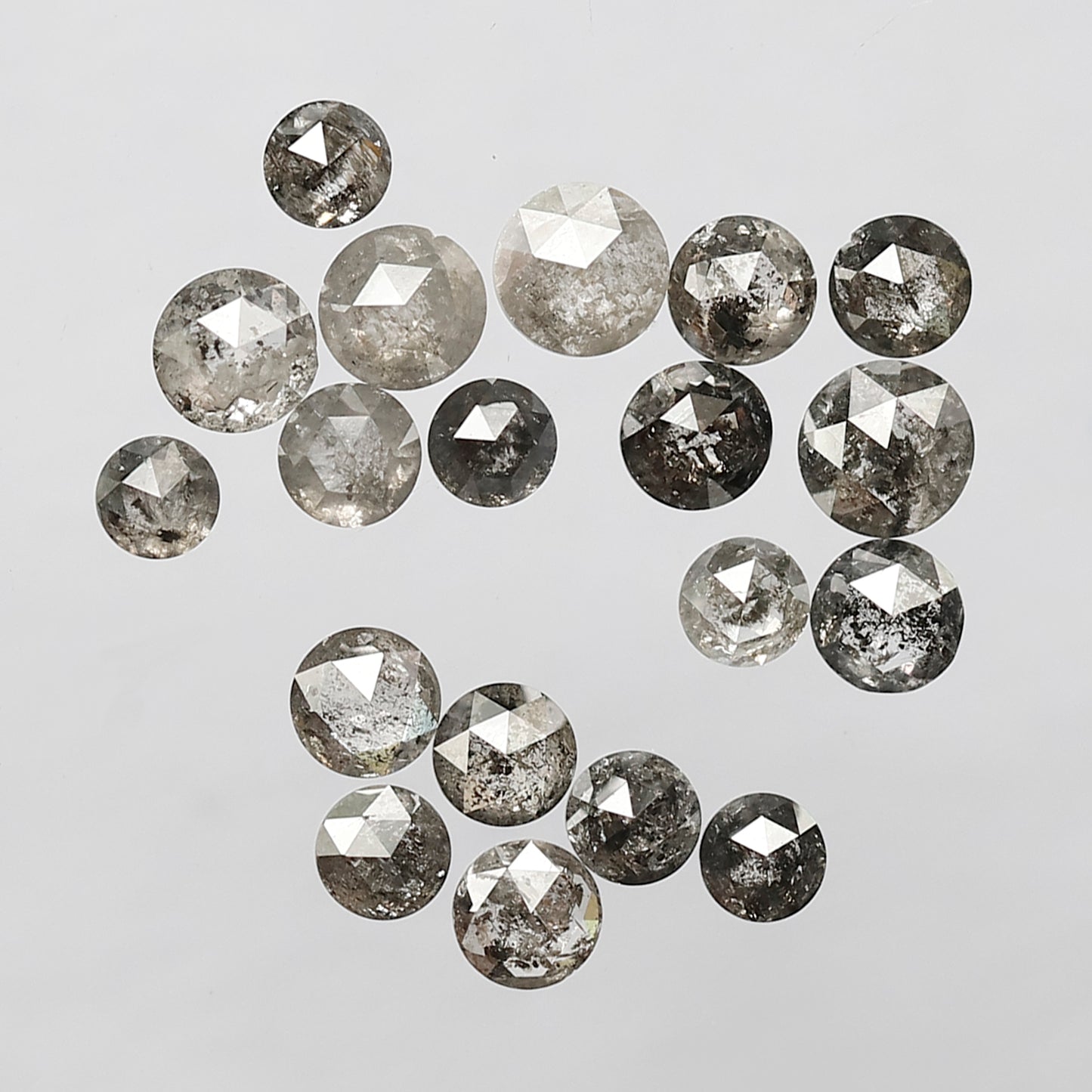 4.63 Ct Round Rose Cut Diamond Lot | 19 Pcs Natural Gray Black Salt & Pepper Loose Diamonds