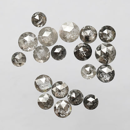 4.63 Ct Round Rose Cut Diamond Lot | 19 Pcs Natural Gray Black Salt & Pepper Loose Diamonds