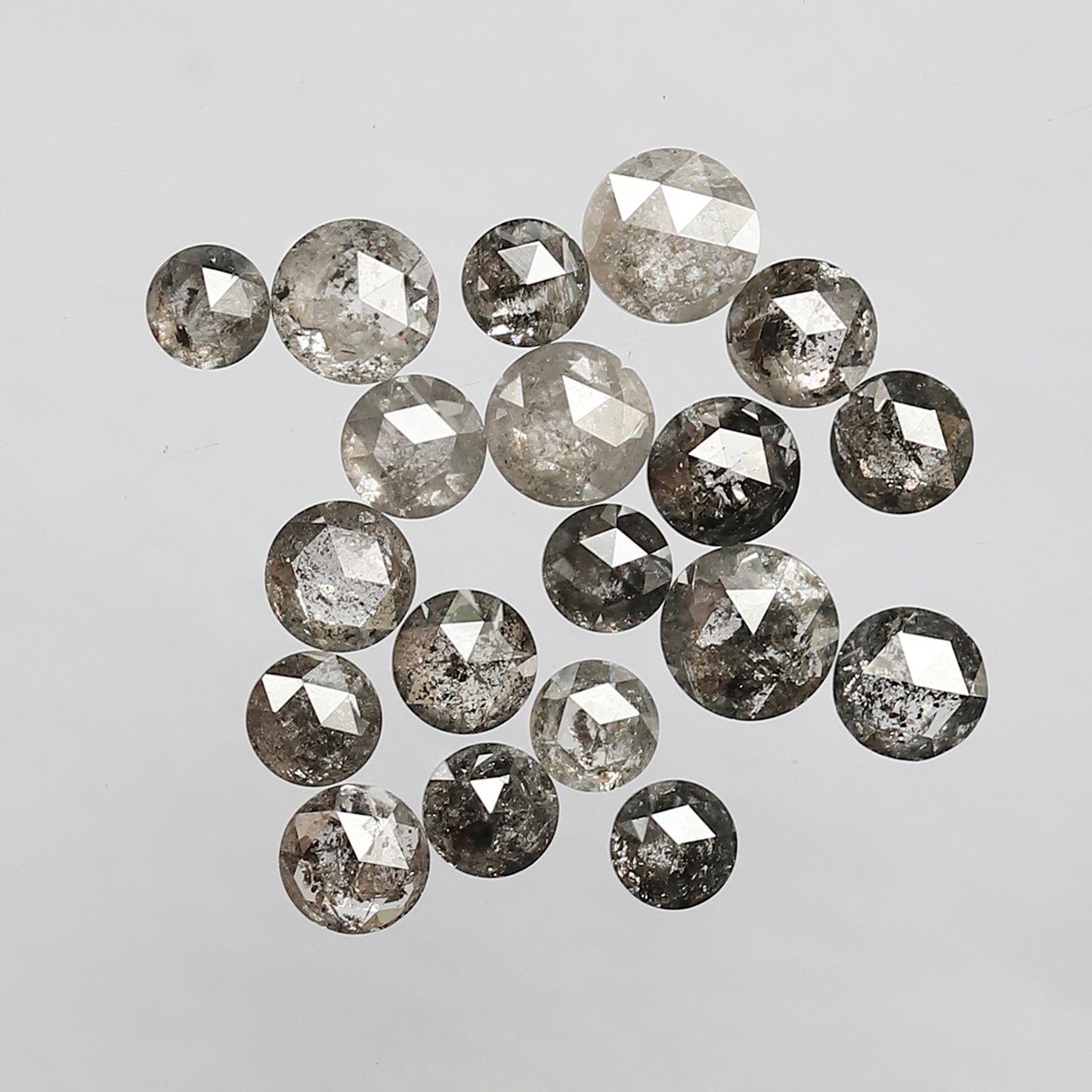 4.63 Ct Round Rose Cut Diamond Lot | 19 Pcs Natural Gray Black Salt & Pepper Loose Diamonds