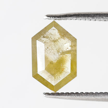 1.26 CT 9.50 MM Elongated Hexagon Shape Salt and Pepper Diamond Fancy Yellow Color Natural Loose Diamond