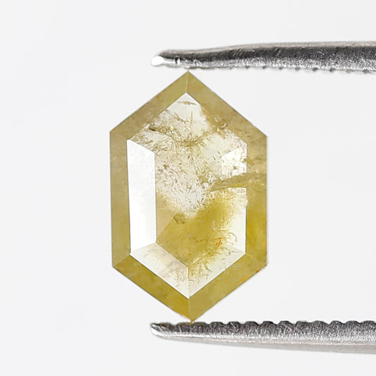1.26 CT 9.50 MM Elongated Hexagon Shape Salt and Pepper Diamond Fancy Yellow Color Natural Loose Diamond