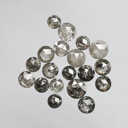 4.63 Ct Round Rose Cut Diamond Lot | 19 Pcs Natural Gray Black Salt & Pepper Loose Diamonds