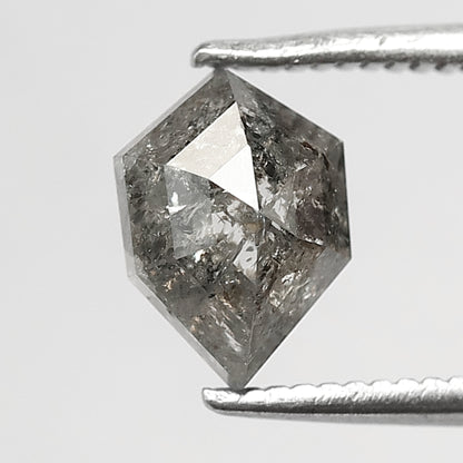 1.24 CT geometric Shape Salt and Pepper Diamond 7.90 MM black grey Color Loose Natural Diamond For Wedding Ring