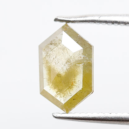 1.26 CT 9.50 MM Elongated Hexagon Shape Salt and Pepper Diamond Fancy Yellow Color Natural Loose Diamond