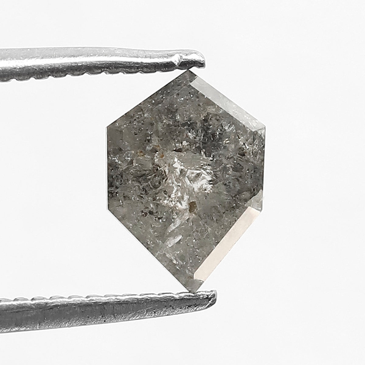 1.24 CT geometric Shape Salt and Pepper Diamond 7.90 MM black grey Color Loose Natural Diamond For Wedding Ring