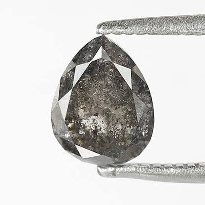 1.18 CT Pear Shape Salt and Pepper Diamond 7 MM  black grey Color Loose Natural Diamond For Wedding Ring