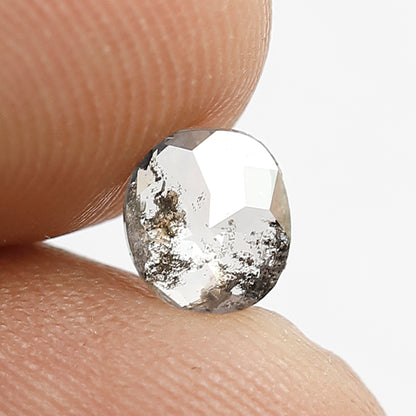 0.62 CT Transparent Natural Loose Oval Shape Diamond, 5.90 mm Salt and Pepper Earth Mine Perfect For Handmade Jewelry