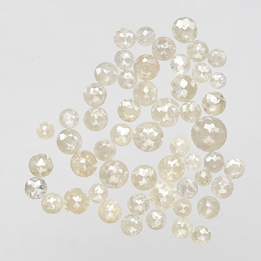 5.04 CT White Loose Round Rose cut Diamonds, 2 mm to 4 mm 51 pcs Natural Diamonds