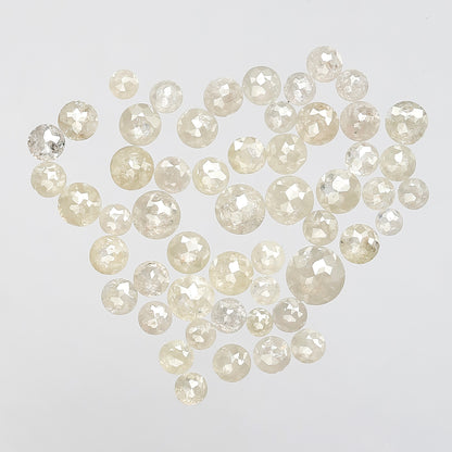5.04 CT White Loose Round Rose cut Diamonds, 2 mm to 4 mm 51 pcs Natural Diamonds