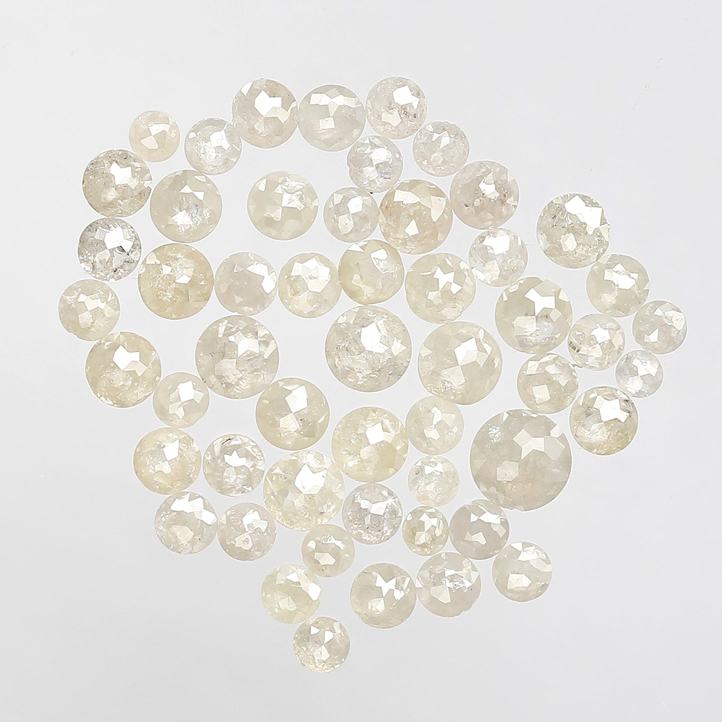 5.04 CT White Loose Round Rose cut Diamonds, 2 mm to 4 mm 51 pcs Natural Diamonds