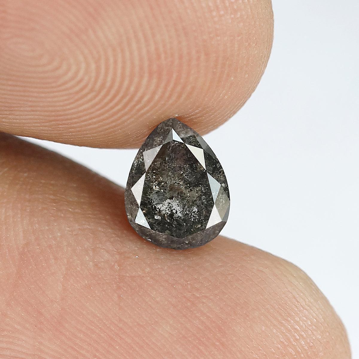 1.18 CT Pear Shape Salt and Pepper Diamond 7 MM  black grey Color Loose Natural Diamond For Wedding Ring
