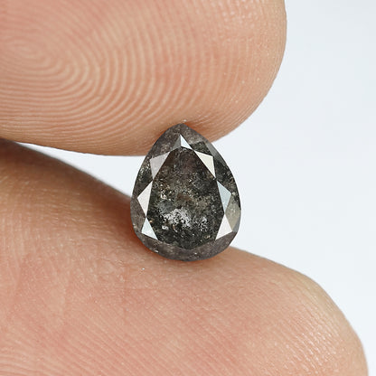1.18 CT Pear Shape Salt and Pepper Diamond 7 MM  black grey Color Loose Natural Diamond For Wedding Ring