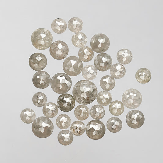 5.34 Ct Round Rose Cut Gray Diamonds | 2.5–4 mm Natural Loose Diamonds for Wedding Ring