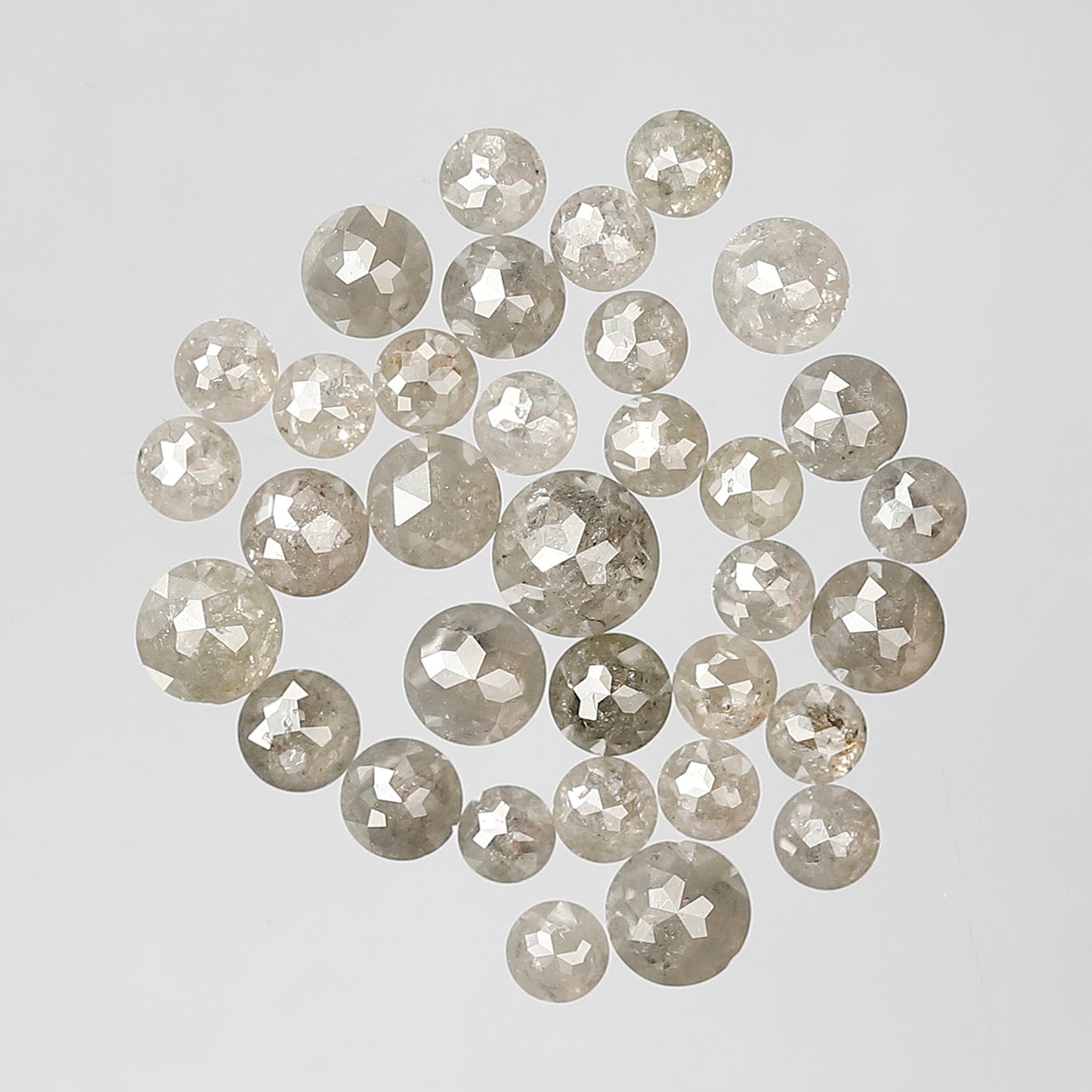 5.34 Ct Round Rose Cut Gray Diamonds | 2.5–4 mm Natural Loose Diamonds for Wedding Ring