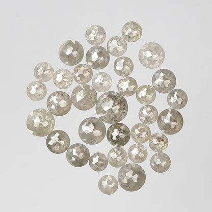5.34 Ct Round Rose Cut Gray Diamonds | 2.5–4 mm Natural Loose Diamonds for Wedding Ring