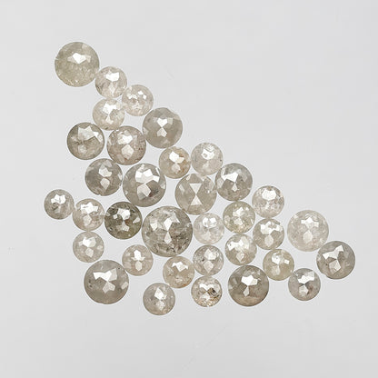 5.34 Ct Round Rose Cut Gray Diamonds | 2.5–4 mm Natural Loose Diamonds for Wedding Ring