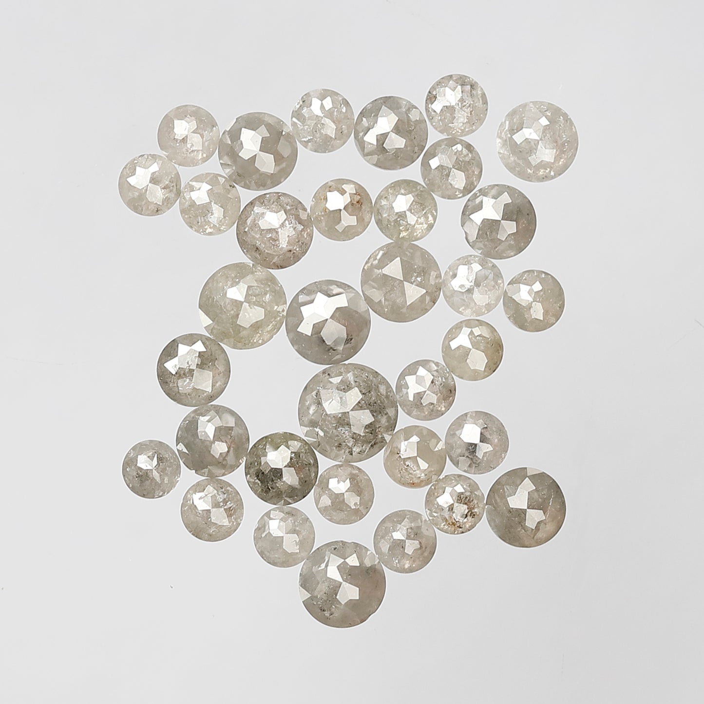 5.34 Ct Round Rose Cut Gray Diamonds | 2.5–4 mm Natural Loose Diamonds for Wedding Ring