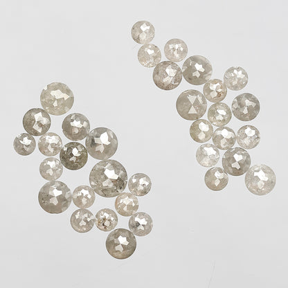 5.34 Ct Round Rose Cut Gray Diamonds | 2.5–4 mm Natural Loose Diamonds for Wedding Ring