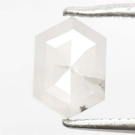 0.89 CT Milky White Hexagon Shape Natural Loose Diamond, 7 mm Step Cut Long Facet Salt and Pepper Ethically Sourced Diamond for Wedding Ring