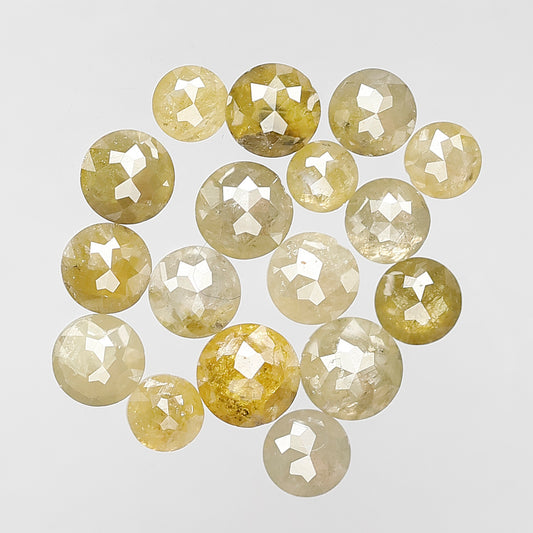 Round Rose Cut 5.64 Ct Natural Yellowish Diamonds | 3.2–4.7 mm Loose Diamonds for Jewelry