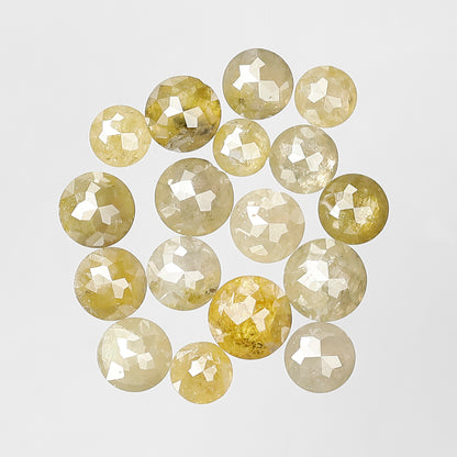 Round Rose Cut 5.64 Ct Natural Yellowish Diamonds | 3.2–4.7 mm Loose Diamonds for Jewelry