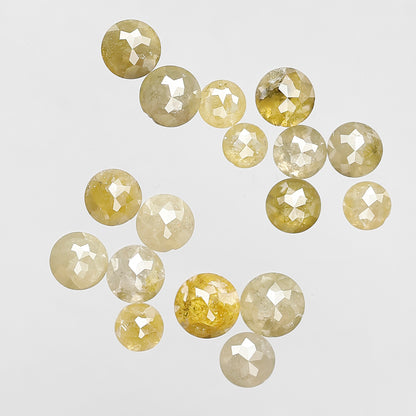 Round Rose Cut 5.64 Ct Natural Yellowish Diamonds | 3.2–4.7 mm Loose Diamonds for Jewelry