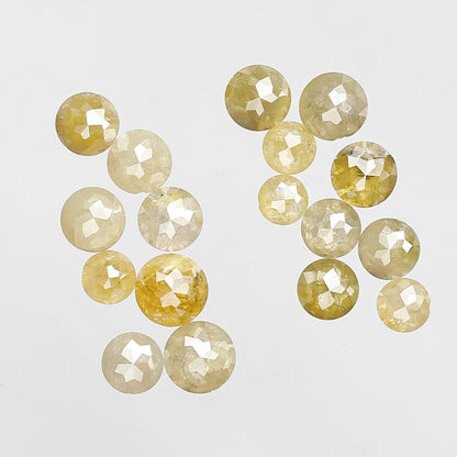 Round Rose Cut 5.64 Ct Natural Yellowish Diamonds | 3.2–4.7 mm Loose Diamonds for Jewelry