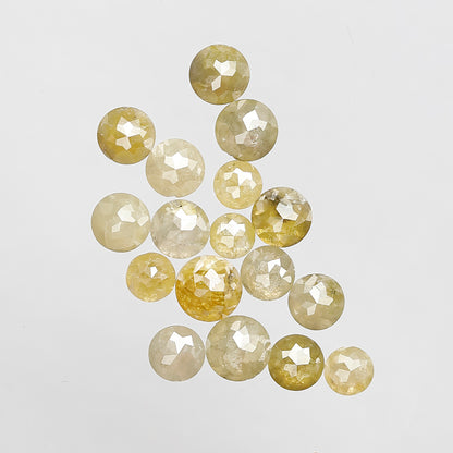 Round Rose Cut 5.64 Ct Natural Yellowish Diamonds | 3.2–4.7 mm Loose Diamonds for Jewelry