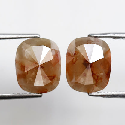 4.82 CT 9 MM Pair Of Oval Shape Salt and Pepper Diamond Rustic Red Grey Color Natural Loose Diamond
