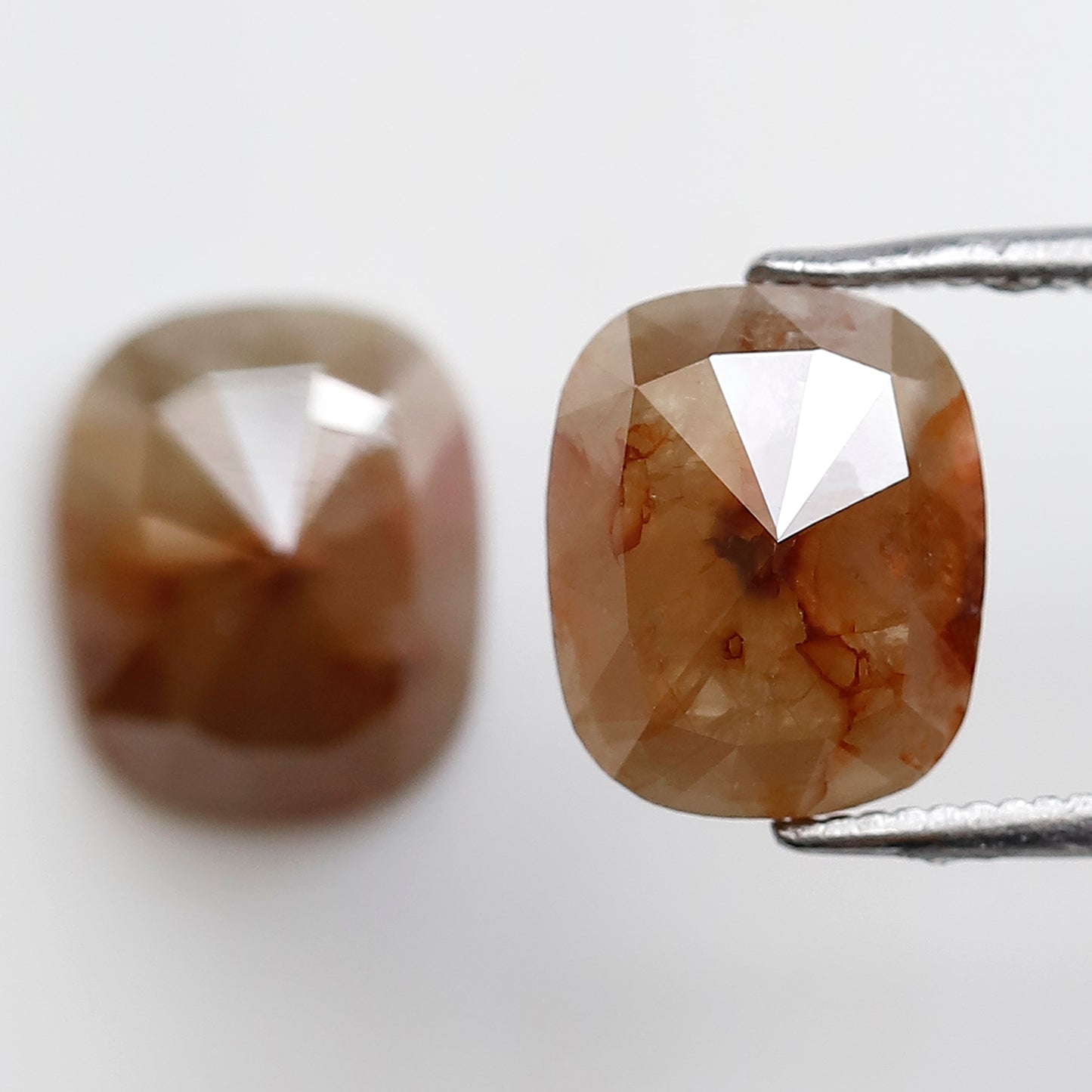 4.82 CT 9 MM Pair Of Oval Shape Salt and Pepper Diamond Rustic Red Grey Color Natural Loose Diamond