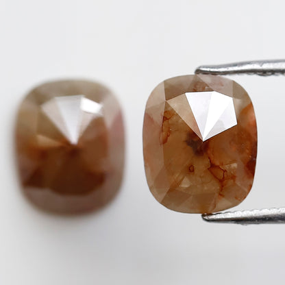 4.82 CT 9 MM Pair Of Oval Shape Salt and Pepper Diamond Rustic Red Grey Color Natural Loose Diamond