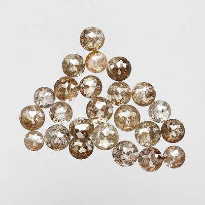 7 Carat Round Rose cut Loose Diamonds, 3 mm to 4.2 mm Champagne Brown 25 Pcs Diamonds