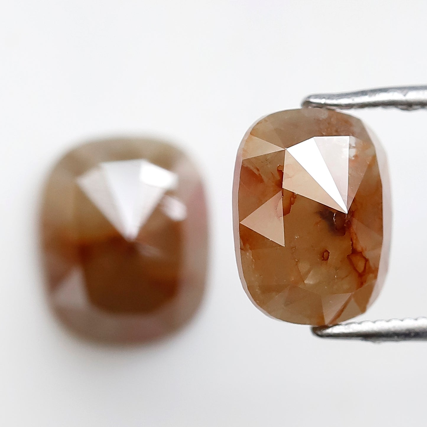 4.82 CT 9 MM Pair Of Oval Shape Salt and Pepper Diamond Rustic Red Grey Color Natural Loose Diamond