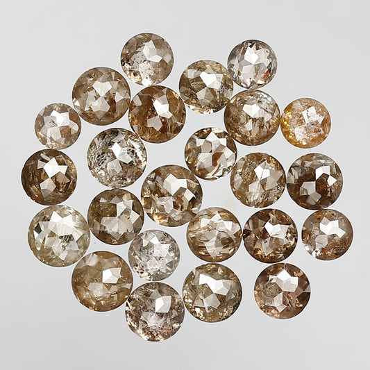 7 Carat Round Rose cut Loose Diamonds, 3 mm to 4.2 mm Champagne Brown 25 Pcs Diamonds