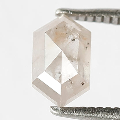 0.98 CT Elongated Faceted Hexagon shape Natural Loose Diamond, 7 mm Fancy Mystic White color Salt and Pepper for custom Diamond Wedding Ring