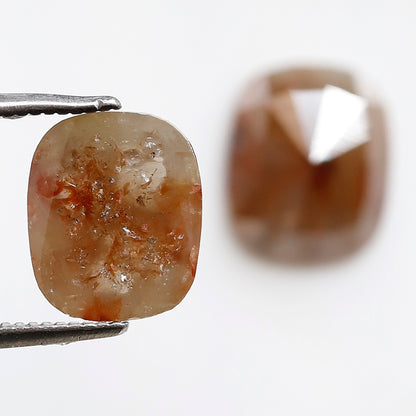 4.82 CT 9 MM Pair Of Oval Shape Salt and Pepper Diamond Rustic Red Grey Color Natural Loose Diamond