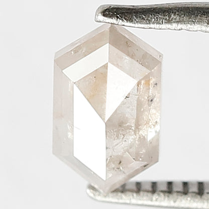 0.98 CT Elongated Faceted Hexagon shape Natural Loose Diamond, 7 mm Fancy Mystic White color Salt and Pepper for custom Diamond Wedding Ring