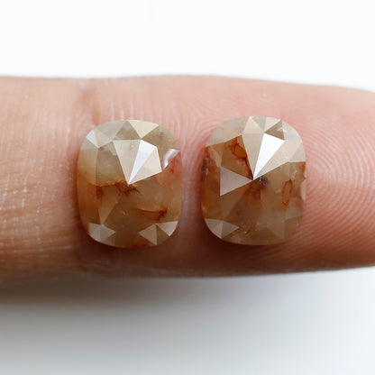 4.82 CT 9 MM Pair Of Oval Shape Salt and Pepper Diamond Rustic Red Grey Color Natural Loose Diamond