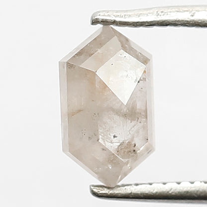 0.98 CT Elongated Faceted Hexagon shape Natural Loose Diamond, 7 mm Fancy Mystic White color Salt and Pepper for custom Diamond Wedding Ring