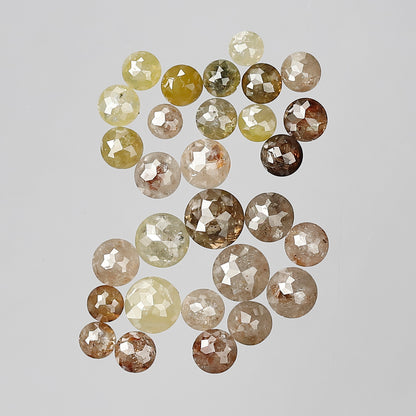 Round Rose Cut 4.62 Ct Multi Color Diamonds | 29 Pcs 2.5–4 mm Natural Loose Diamond Lot